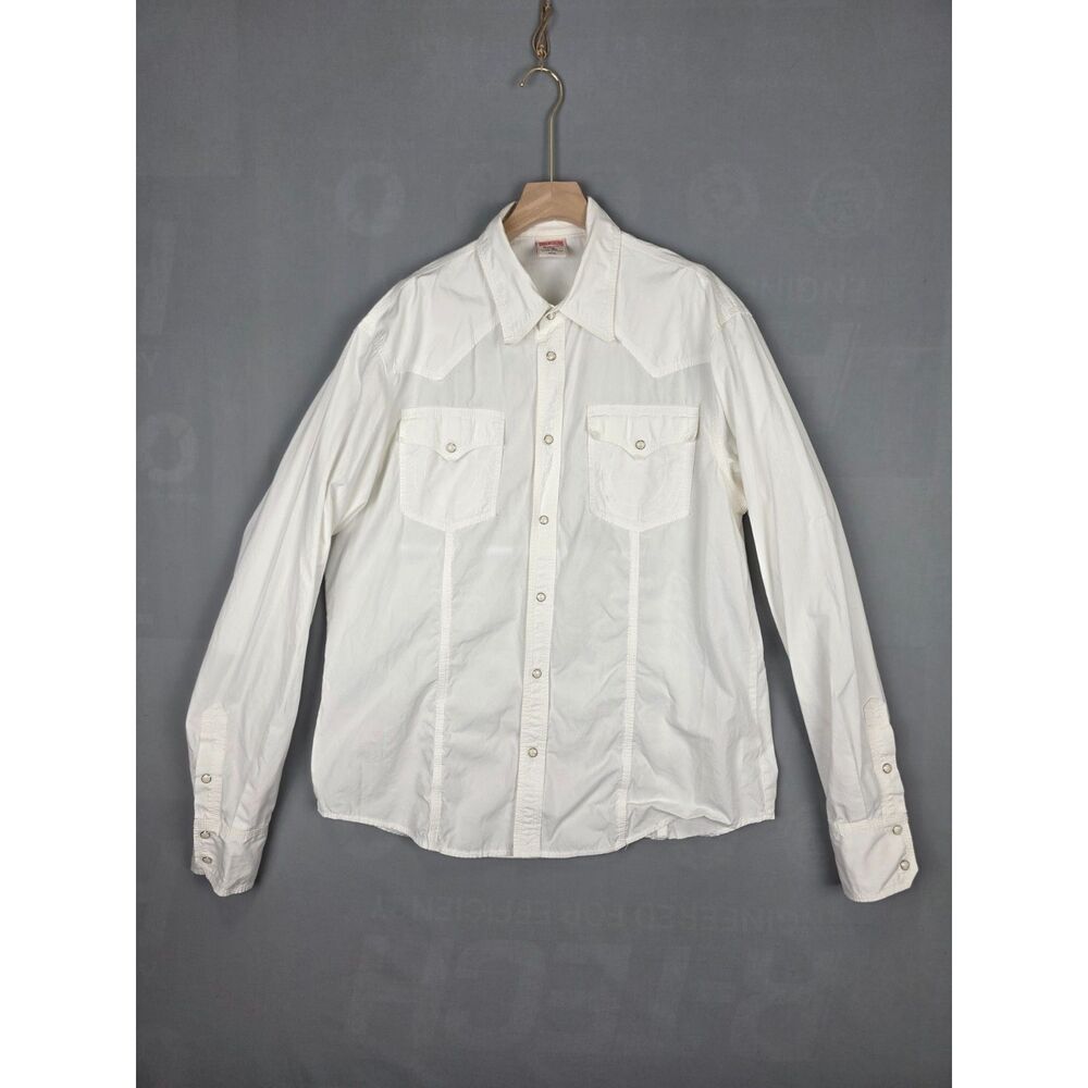 True Religion Western Shirt White Pearl Snap XXXL Cowboy